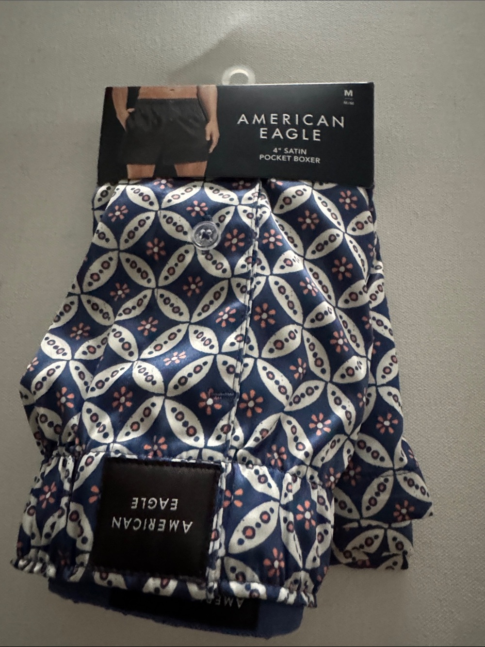 Satin Boxers Mens Medium Blue American Eagle Pocket